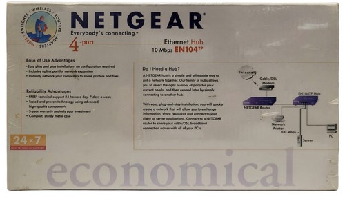 NETGEAR 4 Port Ethernet Hub 10 EN104TP Mbps *Damaged Box* - Picture 2 of 6