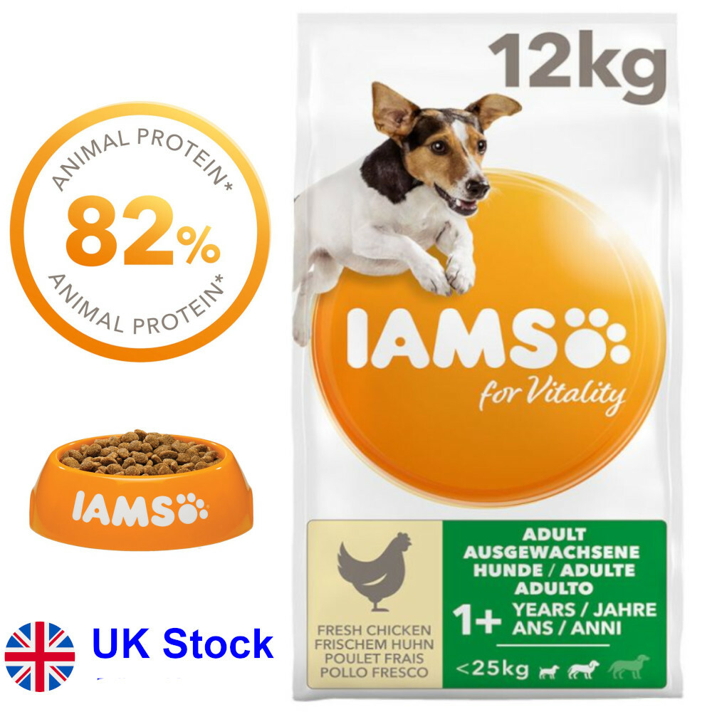 12kg IAMS for Vitality Adult Small Medium Dog Chicken Strong immune  system