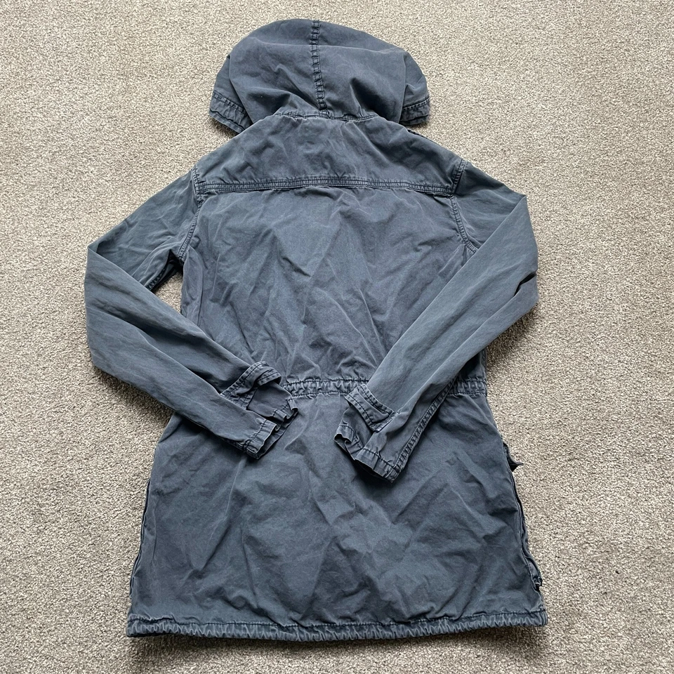 Talula Jacket Adult XS Extra Small Blue Cargo Army Military Denim Coat Zip Snap - Image 3 of 4