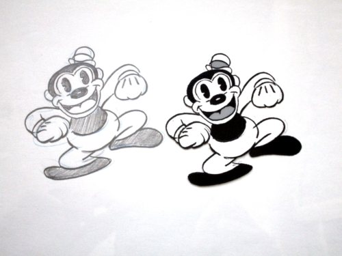 BOSKO LOONEY TUNES 1980s Warner Brothers ORIGINAL PRODUCTION CEL + DRAWING