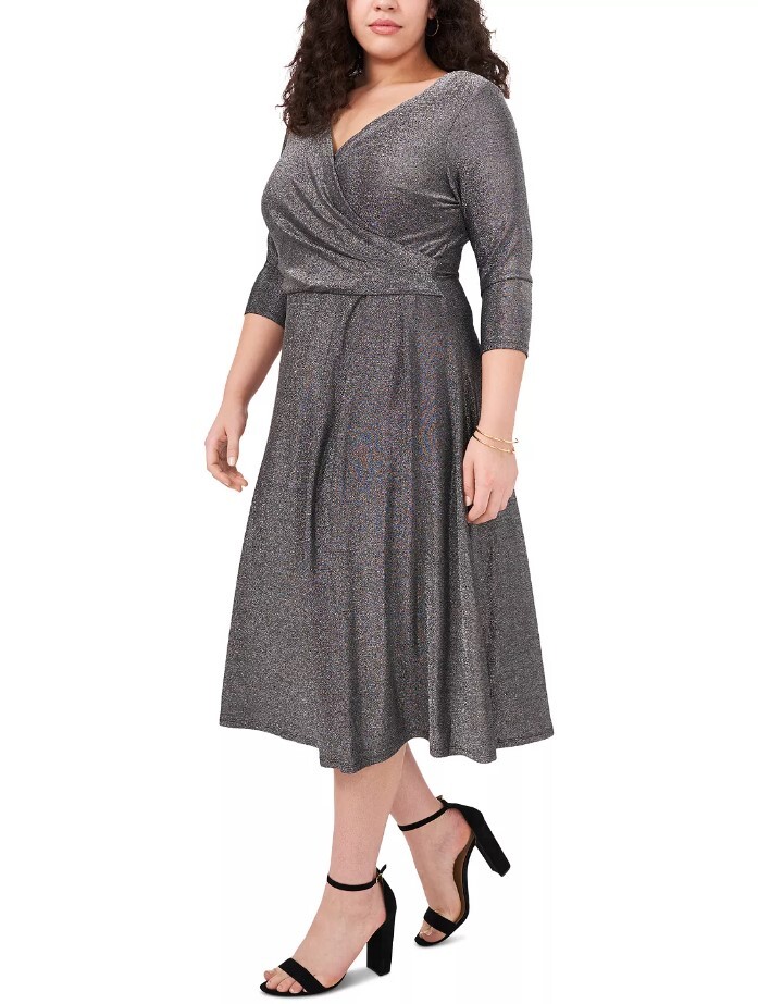 msk metallic dress MSK Metallic Chiffon Sheath Dress