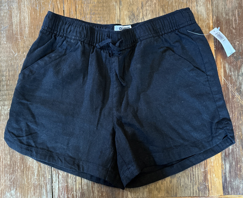 Old Navy Kid Girls Black Linen Blend Pull On Shorts Pockets Size L 10-13 NWT
