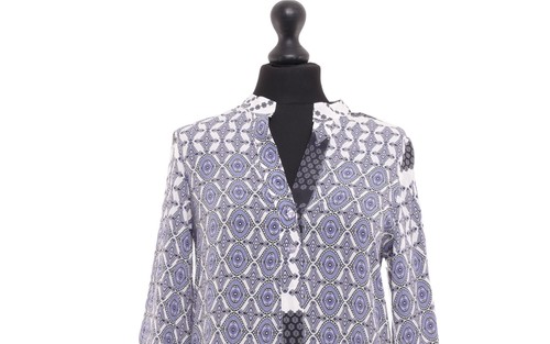 Jadicted Kaftan Dress XS Blue Patterned Lightweight short Sleeve Silk New - Picture 2 of 6