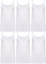 Pack of 6 Stretch Cotton Vest Lace Trim Camisole Tank Ladies Top Lot of 6 Cami