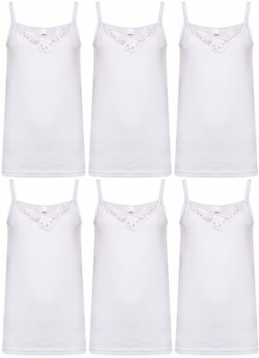 6er Pack Stretch Baumwolle Trägertop Spitzenbesatz Camisole Tank Damen Top Paket 6 Trägertop