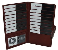 Leatherboss Genuine Leather Hipster Credit Card Holder Bifold Wallet, Brown