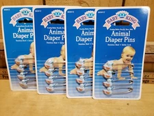 Lot of 4 Packs 16ct Baby King Blue Duck Diaper Pins Stainless Steel Safety Lock
