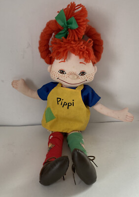 Vintage 1988 Pippi Longstocking Plush Doll Astrid Lindgren