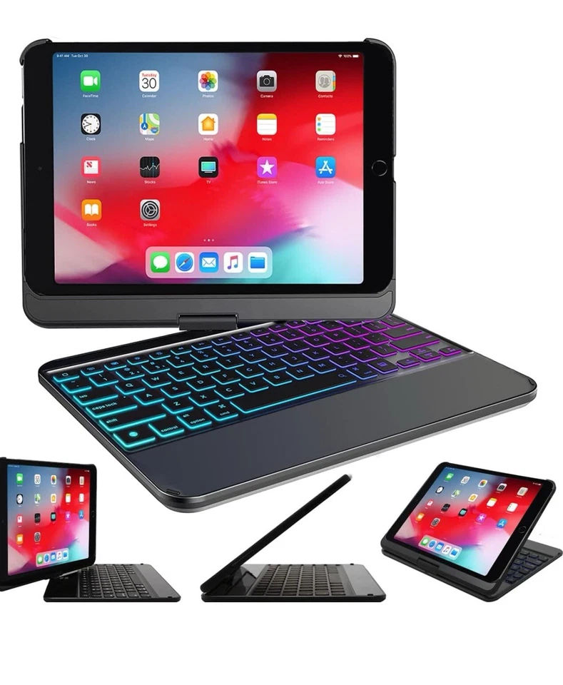 Ipad Keyboard Case 9.7 Auto Sleep Colorful Backlight Wireless Quiet 180 Open - Image 4 of 4