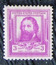 US 3¢ Stamp Scott #866 JAMES RUSSELL LOWELL MNH 1940.