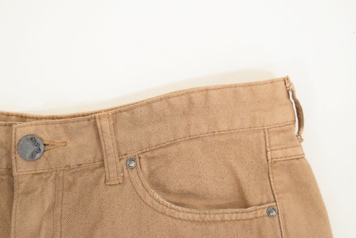 Free People Shorts 28 Tan Cotton Denim Frayed Raw-Edge Cut-Off Shorts - Picture 2 of 6