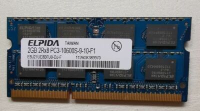ELPIDA RAM 2GB 2Rx8 PC3-10600S-9-10-F1 SO-DIMM für DDR3 Laptop