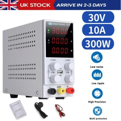 Adjustable DC Bench Power Supply Digital 30V 10A LED Precision Lab Variable UK