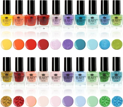 Beauty4Britain 24 x Nagellack Lack Set 24 verschiedene Classic Glitter Pearl