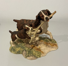 Border Fine Arts Springer Spaniel & Puppy Liver White Dog Figurine J A Butler