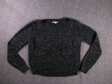 Gap Women Sweater L Cable Knit Cotton Pullover Black Heather Crewneck Cozy