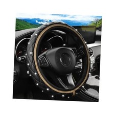 14.5-15 Inch Steering Wheel Cover Sparkling Rhinestone Beige