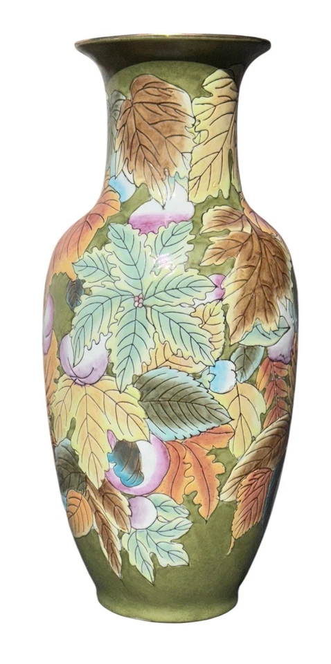 Jarrón Andrea By Sadek 14" hojas delineadas otoño otoño cloisonné acción de gracias Foto 4 de 4