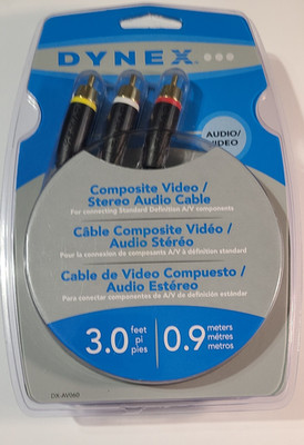 NEW - Dynex DX-AV060  Composite Video/Stereo Audio Cable - 3 feet