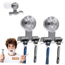 2 Pack Razor Holder for Shower, Suction Cup Shaver Hook Stainless Steel Wall