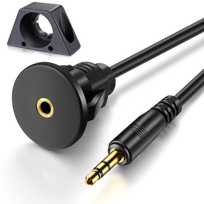 3.5Mm Male to 3.5Mm Female Car Truck Dashboard Flush Mount 1/8'' AUX Audio Jack E