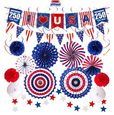 37 Pcs 4th of July Patriotic Decorations Red White Blue Party Decor Set