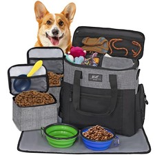 Dog Travel Bag Dog Bag for Traveling and Supplies with 2 Collapsible Bowls, 2...