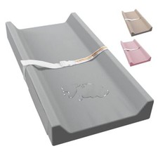 Vegan Leather Baby Changing Pad, Waterproof  Wipeable Soft Diaper Gray