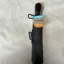 Totes Black Compact/Folding Automatic Umbrella, Solid, MPN 000723 AST