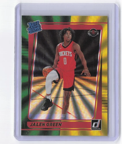 2021-22 Donruss #209 Jalen Green Holo Green and Yellow Laser