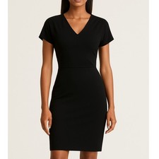 Peruvian Connection Short Black Dress V Neck Size Small Stretchy Minimalist Chic
