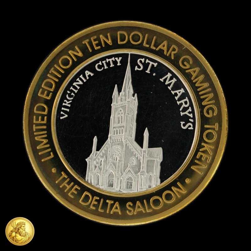 The Delta Limited Edition Ten Dollar Gaming Strike Token .999 Silver Center-E924