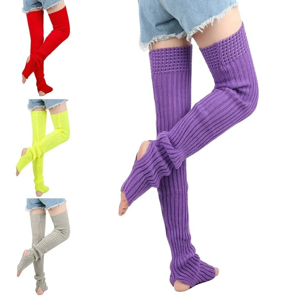 Mujeres Invierno Cálido Ballet Calentadores de Piernas Tejido Hasta el Muslo 80cm Calcetines Extra Largos Foto 3 de 4