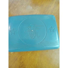 Vintage Modglin Co. Inc. Turquoise Blue Compact Case Makeup Powder Box