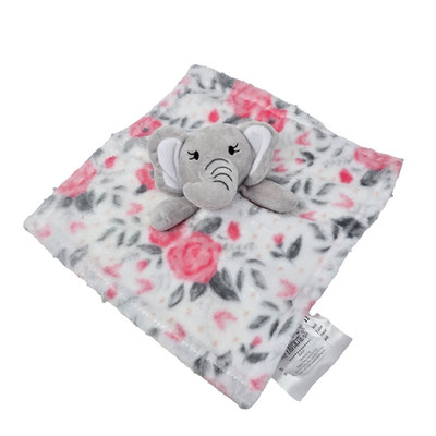 Le Bebe Favorite Regent Gray Elephant Pink Flowers Plush Baby Security Blanket