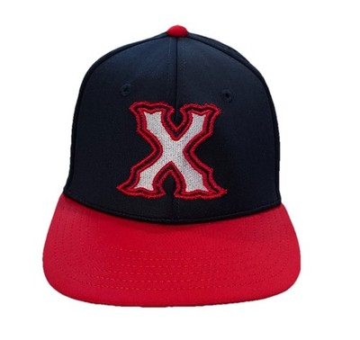 OC Sports S/M Fitted Embroidered  X  Hat Blue Red White Flat Bill  Proflex Cap