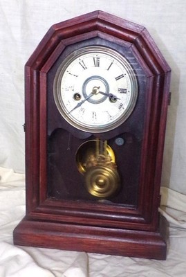 Ingraham ''Octagon Top'' Model Parlor Mantle Clock,30 Hour T&S, Running