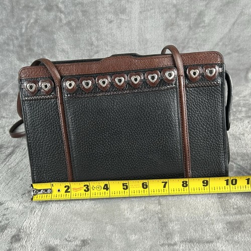 Brighton Jagger Leather Organizer Purse Black Brown Double Shoulder Straps VTG - Picture 7 of 12