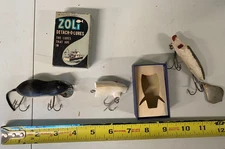 vintage Zoli Detach-o-Lures w/ Heddon Meadow Mouse w/ hand painted lure lot