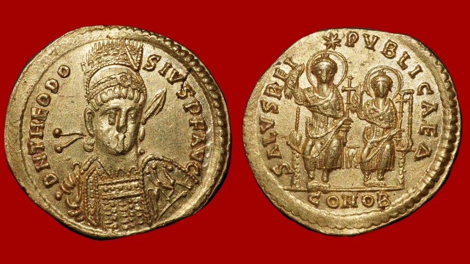 Monnaie romaine : Théodose II – Solidus, Constantinople, SUP, R1 [1700SOTOD1] - Photo 1/1