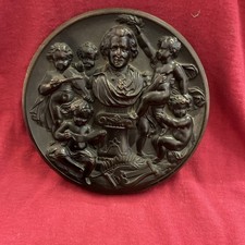 Commemorative Mozart Plaque Circa 1900 Bois Durci A/F Some Damage Rare Piece