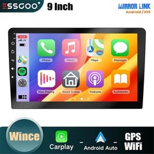 9" Double 2 DIN Car Stereo Radio Wireless CarPlay Touch Screen GPS Nav Bluetooth
