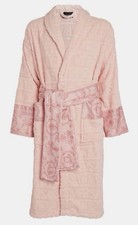 Versace Pink Cotton Terry Logo Robe L Belted ...