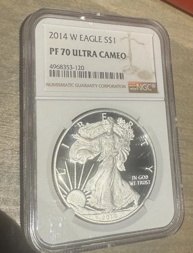 2014 W American Silver Eagle $1 Silver Coin NGC PF70 Ultra Cameo