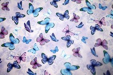 MULTICOLORED BUTTERFLIES ON PURPL FROM HI FASHION/TIMELESS - 100  COTTON FABRIC