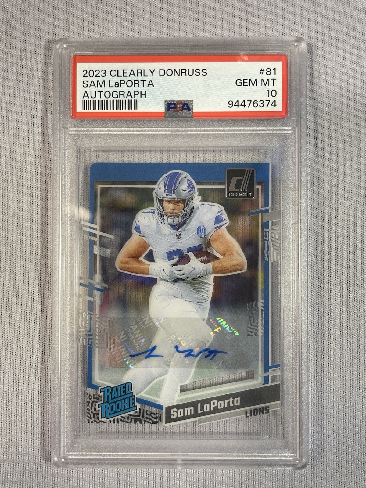Sam LaPorta Panini Clearly Donruss #81 Autograph