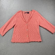 Wind River Cardigan Womens M Button Up Loose Knit Sweater Coral Beachy Coastal