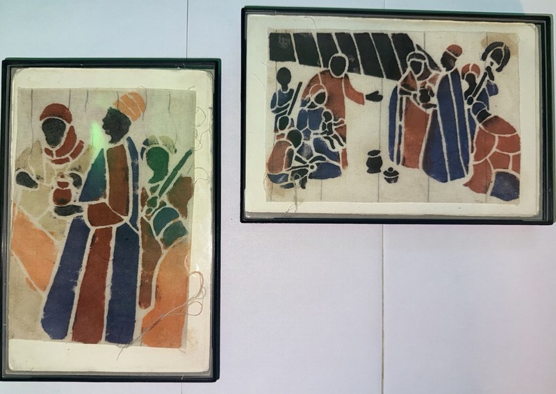 African textile print Fante Asafo Visible Pencil Sketch & Artist Revision
