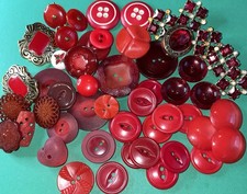 (50) VINTAGE-NEW 5/8 -1  RED PLASTIC/GLASS SH...