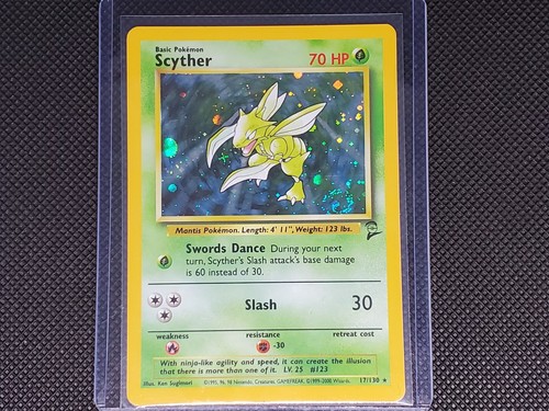 Pokémon EN Base Set 2 - Scyther (WITH SWIRL) LP (PRINT LINE IN FOIL)